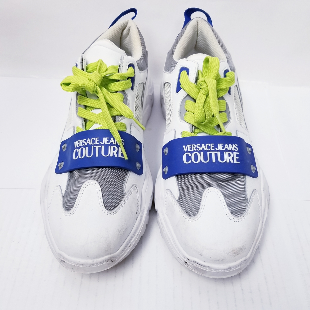 Versace Jeans Collection Sneakers in White, Gray, and Neon Green